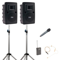 

Anchor Audio Liberty Platinum Dual Wireless Deluxe Package, AC Only, with LIB-8001 Companion Speaker, WH-8000 Handheld Mic & EM-TA4F UltraLite Mic