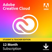 

Adobe Creative Cloud Membership Full Software, Student & Teacher Edition, 1-Year Subscription, Download