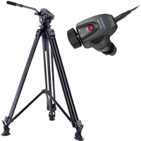 

Acebil j-805GX Prosumer Tripod System, Includes Single Stage Aluminum Tripod, H805 Fluid Head, GS-1 Ground Spreader, S-30 Case, RMC-L1DVX Zoom Controller