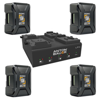 

Anton Bauer 4 Pack Dionic XT150 156Wh V-Mount Lithium-Ion Battery - With Anton Bauer LP4 Low Profile Quad V-Mount Battery PowerCharger with LED Display
