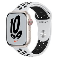 

Apple Watch Nike Series 7 GPS + Cellular, 45mm Starlight Aluminum Case with Pure Platinum/Black Nike Sport Band, Regular