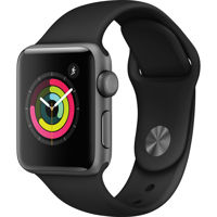 

Apple Watch Series 3, GPS, 38mm, Space Gray Aluminum Case, Black Sport Band