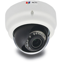 

ACTi D65A Day/Night Indoor IP Dome Camera with Adaptive IR LED & Vari-Focal Lens, 3MP, 1920x1080, 30fps, H.264 HP, MJPEG, PoE