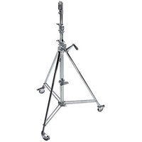 

Avenger 12.8' Wind Up 39 Cine Stand with Braked Wheels, 3 Sections, 2 Risers and 1 Leveling Leg, Chrome Steel