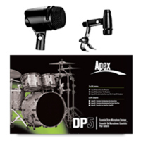 

Apex Apex-DP5 Basic Drum Pack Includes Apex325 High Performance Bass Mic, Apex326 Rim Mounted Dynamic Snare/Tom