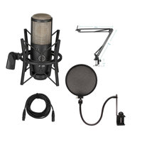 

AKG Acoustics Project Studio P220 Large Diaphragm Condenser Microphone - Bundle With Technical ARM1 Microphone Suspension Crane Arm, Nady SPF-1 Microph one Pop Filter, 25' XLR M to XLR F Mic Cable