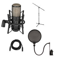 

AKG Acoustics Project Studio P220 Large Diaphragm Condenser Microphone - Bundle With Ultimate JS-MCTB200 Tripod Microphone Stand, Nady SPF-1 Microph on e Pop Filter, 25' XLR M to XLR F Mic Cable