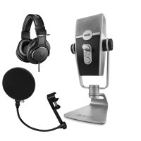 

AKG Acoustics Lyra Multipattern USB Condenser Microphone - Bundle With Audio-Technica ATH-M20x Professional Monitor Headphones, H&A Pop Filter with Gooseneck and Adjustable Knob (Clamp On)