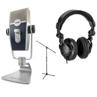 

AKG Acoustics Lyra Multipattern USB Condenser Microphone - Bundle With Ultimate Support JamStands JS-MCTB200 Tripod Microphone Stand, H&A Closed-Back Studio Monitor Headphones