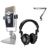 

AKG Acoustics Lyra Multipattern USB Condenser Microphone - Bundle With Technical Pro ARM1 Microphone Suspension Crane Arm, H&A Closed-Bac k Studio Monitor Headphones