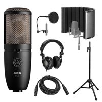 

AKG Acoustics P420 Large Diaphragm Dual-Capsule True Condenser Microphone with Switchable Polar Patterns, 20Hz-20kHz Frequency Response with Vocal Recording Setup Kit