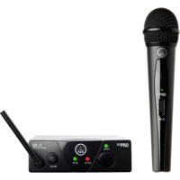 

AKG Acoustics WMS40 Mini Single Vocal Set Wireless Microphone System, SR40 Mini Single Wireless Receiver and HT40 Mini Wireless Handheld Transmitter, Frequency Band: D