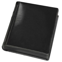 

Flora Bella Series Professional Library Bound Album, Medallion - Black Cover with Black Trimmed Black Pages, 15 Page Capacity Holds 30 10x10" Photos.