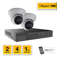 

Alibi 2 Camera 5MP IR HD-TVI Turret System with 4 CH Hybrid Recorder - 1TB HDD, HD5SYS-02T04H1