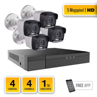 

Alibi 4 Camera 5MP IR HD-TVI Bullet System with 4 CH Hybrid Recorder - 1TB HDD, HD5SYS-04B04H1