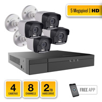 

Alibi 4 Camera 5MP IR HD-TVI Bullet System with 8 CH Hybrid Recorder - 2TB HDD, HD5SYS-04B08H2