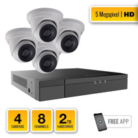 

Alibi 4 Camera 5MP IR HD-TVI Turret System with 8 CH Hybrid Recorder - 2TB HDD, HD5SYS-04T08H2