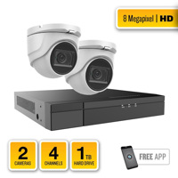

Alibi 2 Camera 8MP IR HD-TVI Turret System with 4 CH Hybrid Recorder - 1TB HDD, HD8SYS-02T04H1