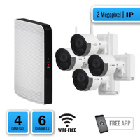 

Alibi Wire-Free Kit - 2MP 8ch NVR + 4pc Wi-Fi White Light Bullet Camera with Battery + 32GB Micro SD Card, WF-SYS6C24B32