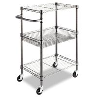 

Alera SW342416BA Three-Tier Wire Rolling Cart - 24W x 16D x 39H", Black Anthracite