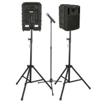 

AmpliVox B8003 Titan Wireless Premium Package, Includes Portable PA System, SC800 Companion Speaker, S1073 Microphone Stand, 2x S1080 Heavy Duty Tripod, Wireless Handheld Microphone, Also Includes a Wired Handheld Dynamic Microphone