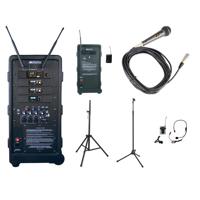 

AmpliVox B9253 Premium Package, Includes SW925 Digital Audio Travel Partner Plus Wireless Portable PA System, Lapel/Headset Microphone and 2x S1080 Tripod