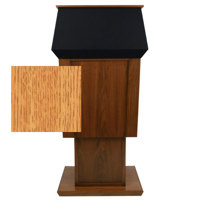 

AmpliVox SW3045A Patriot Plus Power Lift Solid Hardwood Adjustable Height Lectern with Sound System and Handheld Microphone, Oak