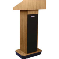 

AmpliVox S505 Executive Sound Column Lectern, 50W Multimedia Stereo Amplifier, Cardioid Dynamic Mic with Flexible Gooseneck, 4 Casters, Light Oak