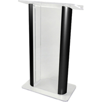 

AmpliVox SN3080 27" Wide Contemporary Alumacrylic Lectern, Clear with Black Aluminum Panels