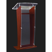 

AmpliVox SN3500 27" Wide Wood Floor Presentation Lectern with Acrylic Panel, Clear with Mahogany Finish