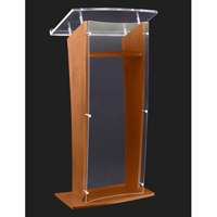 

AmpliVox SN3500 27" Wide Wood Floor Presentation Lectern with Acrylic Panel, Clear with Walnut Finish