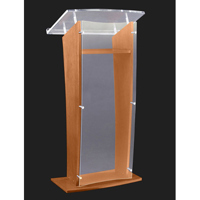 

AmpliVox SN3500 27" Wide Wood Floor Presentation Lectern with Acrylic Panel, Frosted with Oak Finish