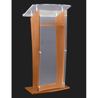 

AmpliVox SN3500 27" Wide Wood Floor Presentation Lectern with Acrylic Panel, Frosted with Walnut Finish