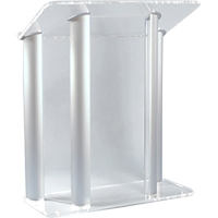 

AmpliVox SN3525 4-Post Contemporary Acrylic & Aluminum Lectern, Clear with Silver Panels