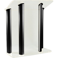 

AmpliVox SN3525 4-Post Contemporary Acrylic & Aluminum Lectern, Frosted with Black Panels