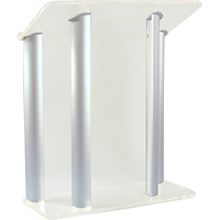 

AmpliVox SN3525 4-Post Contemporary Acrylic & Aluminum Lectern, Frosted with Silver Panels