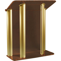 

AmpliVox SN3525 4-Post Contemporary Acrylic & Aluminum Lectern, Smoked with Gold Panels
