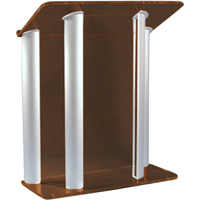 

AmpliVox SN3525 4-Post Contemporary Acrylic & Aluminum Lectern, Smoked with Silver Panels