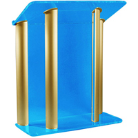 

AmpliVox SN3525 4-Post Contemporary Acrylic & Aluminum Lectern, Custom Tint with Gold Panels