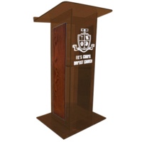 

AmpliVox SN3540 Acrylic "H" Style Lectern with Shelf and Wood Side Panels, Smoked with Mahogany