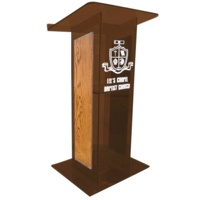

AmpliVox SN3540 Acrylic "H" Style Lectern with Shelf and Wood Side Panels, Smoked with Oak