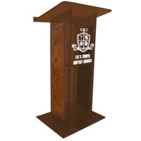 

AmpliVox SN3540 Acrylic "H" Style Lectern with Shelf and Wood Side Panels, Smoked with Walnut