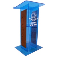 

AmpliVox SN3540 Acrylic "H" Style Lectern with Shelf and Wood Side Panels, Custom Tint with Mahogany