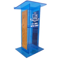

AmpliVox SN3540 Acrylic "H" Style Lectern with Shelf and Wood Side Panels, Custom Tint with Oak