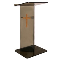 

AmpliVox SN3545 Acrylic "V" Style Lectern with Shelf, Clear