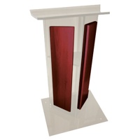 

AmpliVox SN3545 Acrylic "V" Style Lectern with Shelf and Wood Side Panels, Frosted with Mahogany