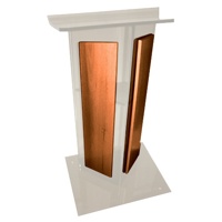 

AmpliVox SN3545 Acrylic "V" Style Lectern with Shelf and Wood Side Panels, Frosted with Walnut