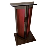 

AmpliVox SN3545 Acrylic "V" Style Lectern with Shelf and Wood Side Panels, Smoked with Mahogany