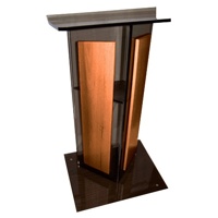 

AmpliVox SN3545 Acrylic "V" Style Lectern with Shelf and Wood Side Panels, Smoked with Walnut