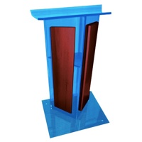 

AmpliVox SN3550 Acrylic "V" Style Lectern with Shelf, Wood Side Panels and Frame Base, Custom Tint with Mahogany